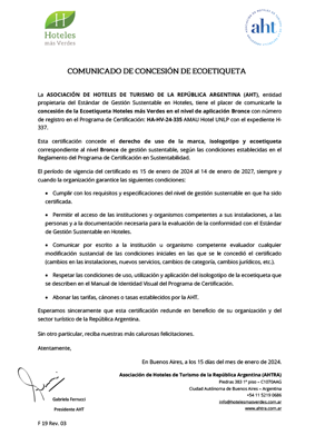 Clic para acceder al comunicado oficial de la conseción de la ecoetiqueta